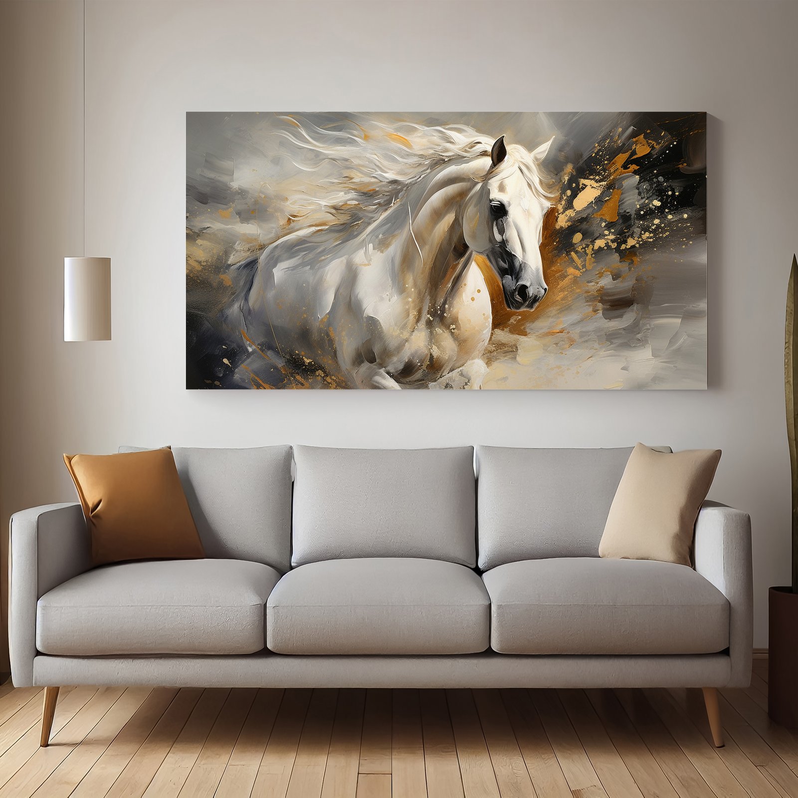 Classical White Horse Canvas Wall Painting decorative masterpiece for home decor